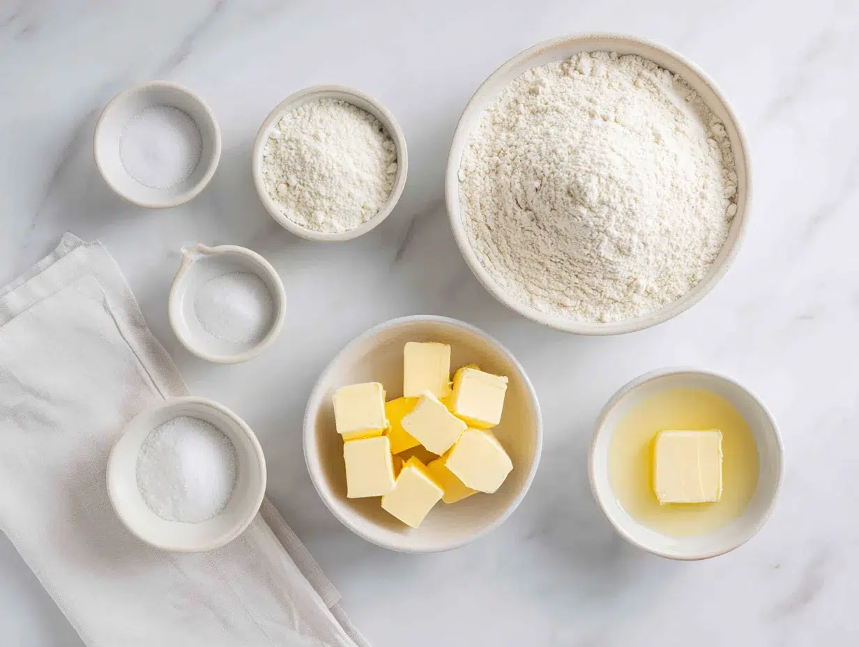 All ingredients measured and laid out on a cutting board