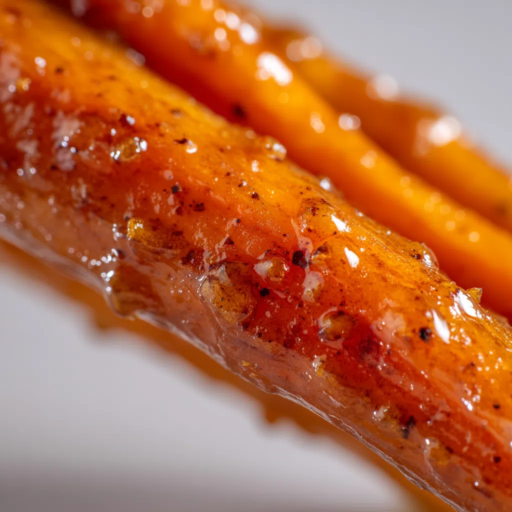 Honey Glazed Carrots Recipe (Chef-Tested, 5 Simple Steps) 15 Close-up of honey glazed baby carrots showing the shiny caramelized glaze coating - honey glazed carrots recipe