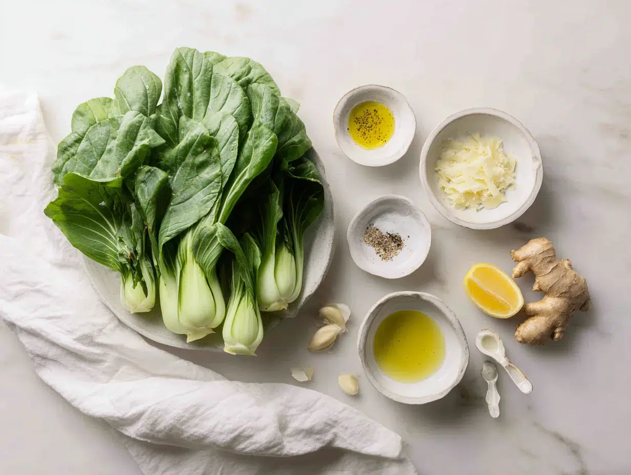 Irresistible Bok Choy Garlic: A 15 9 All ingredients measured and laid out on a cutting board