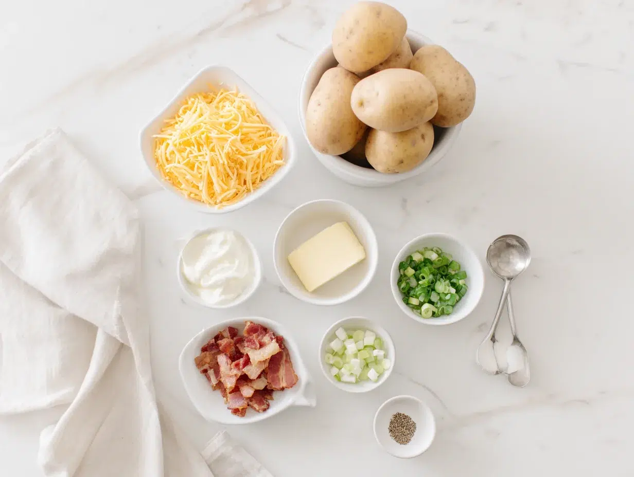 All ingredients measured and laid out on a cutting board