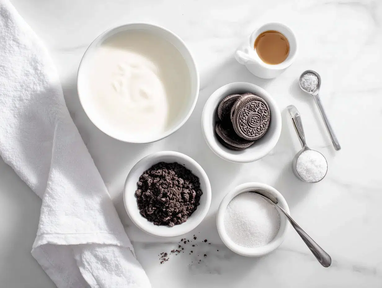 Irresistible Cookies Cream Ice: 1 Divine Recipe 13 All ingredients measured and laid out on a cutting board