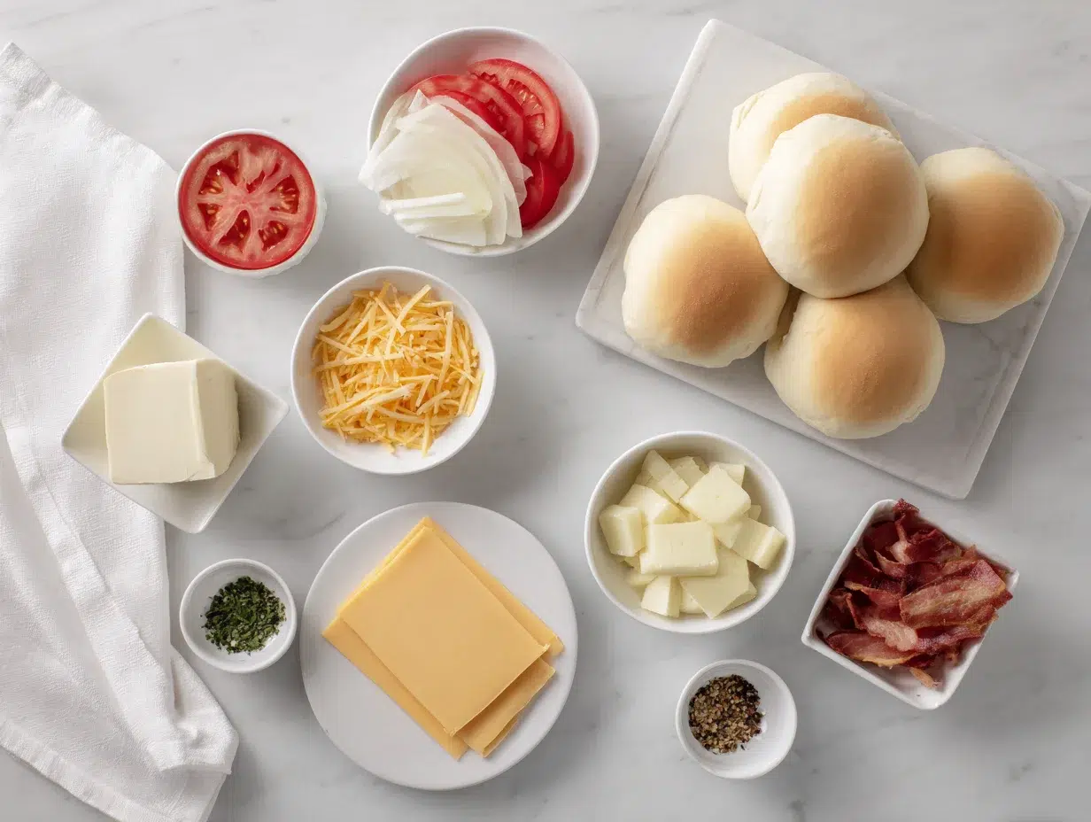 All ingredients measured and laid out on a cutting board