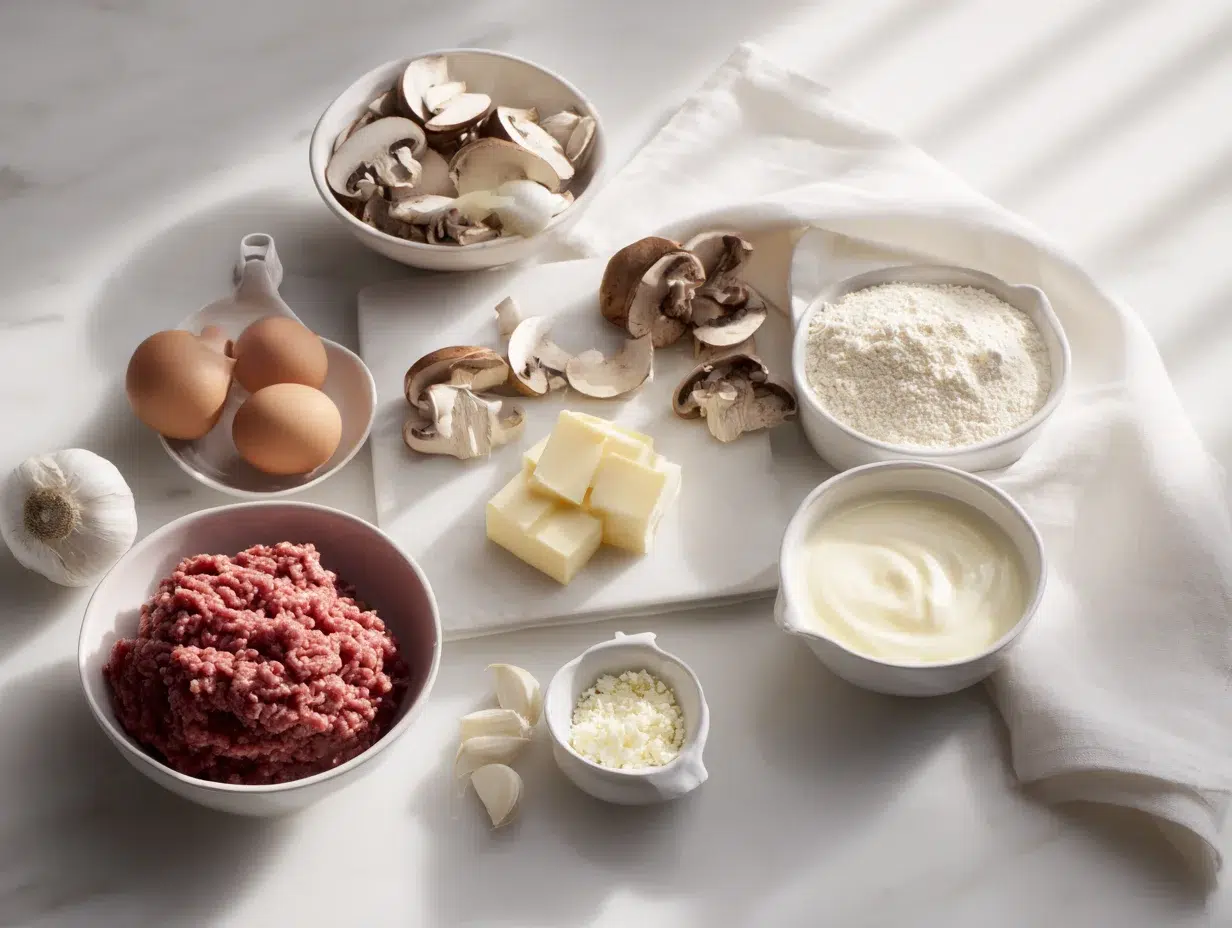All ingredients measured and laid out on a cutting board