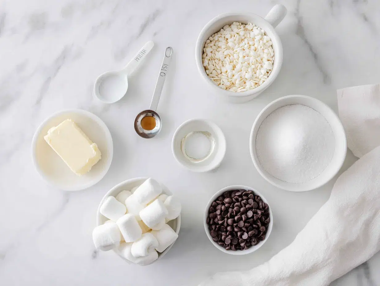 All ingredients measured and laid out on a cutting board