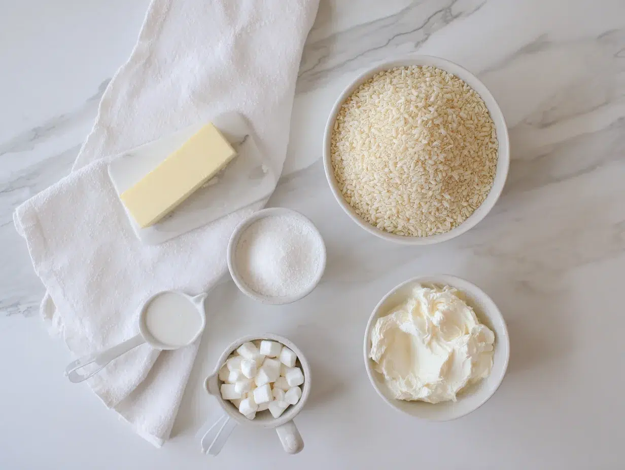 Irresistible Rice Krispie Treat: 450 Calorie Delight 13 All ingredients measured and laid out on a cutting board