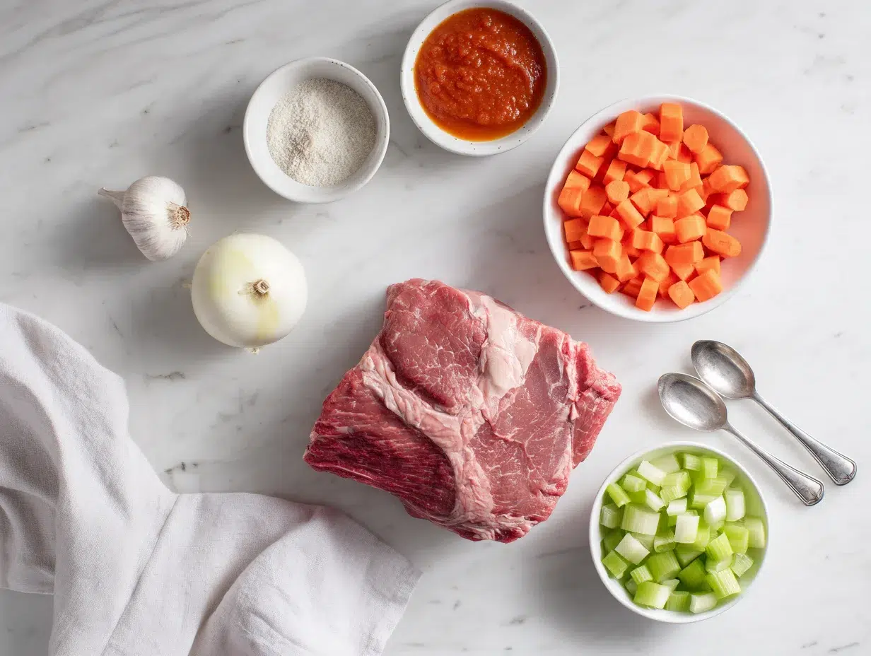 All ingredients measured and laid out on a cutting board