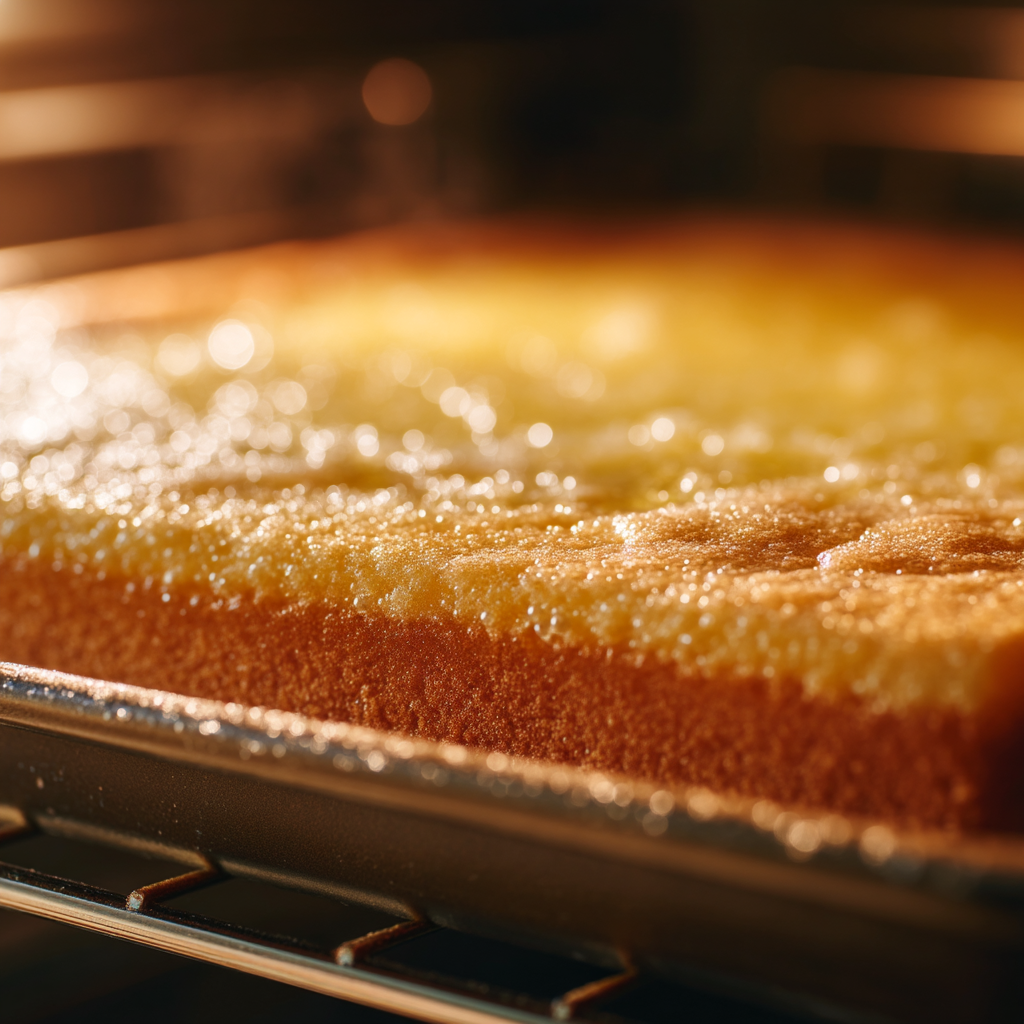Lemon filling being poured over sugar cookie crust in baking pan for lemon bars - lemon bars recipe