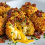 loaded mashed potato balls hero shot 45 degree angle on bright table