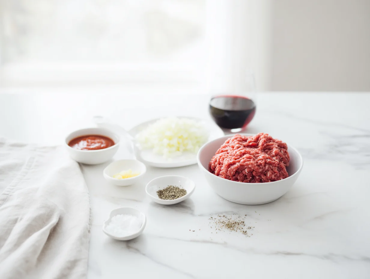 All ingredients measured and laid out on a cutting board