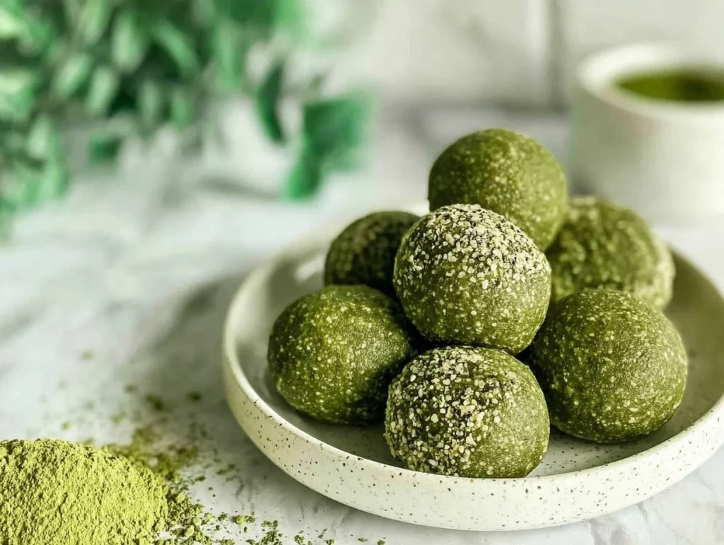 no-bake-matcha-balls-healthy-v-serving-plate