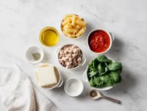 one-pot-creamy-sausage-ingredients-layout