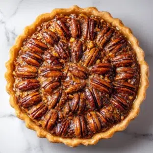 Pecan Pie Recipe (Chef-Tested, Ready in 9 Hours) 6 pecan pie recipe hero shot 45 degree angle on bright table
