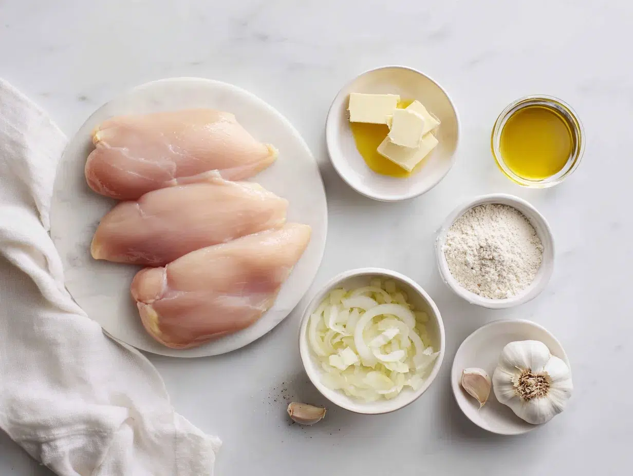 All ingredients measured and laid out on a cutting board