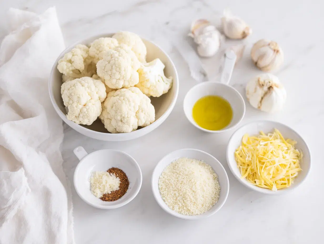 All ingredients measured and laid out on a cutting board