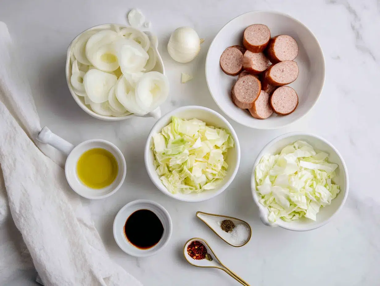 All ingredients measured and laid out on a cutting board