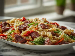 sausage-and-cabbage-stir-fry-r-serving-plate