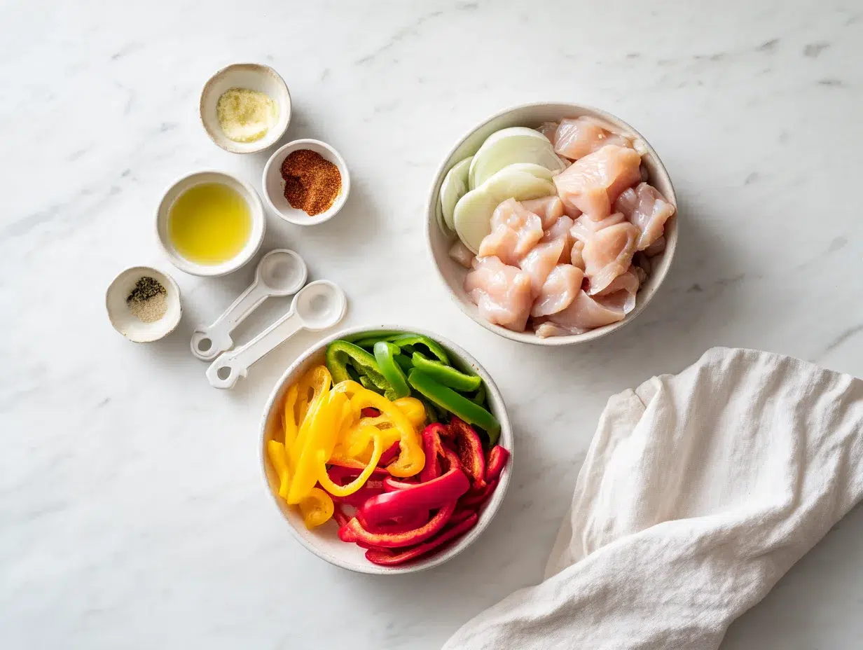 All ingredients measured and laid out on a cutting board