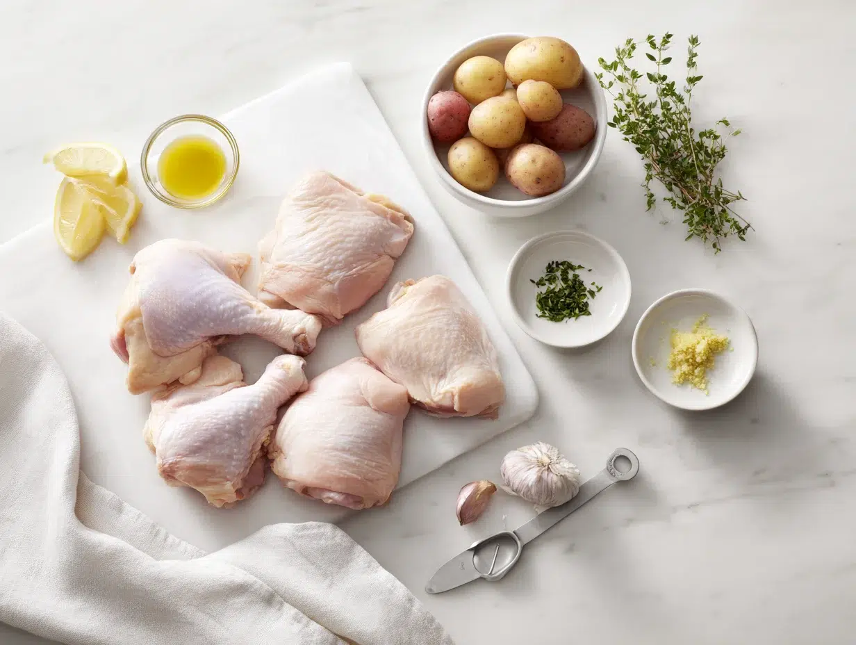 All ingredients measured and laid out on a cutting board