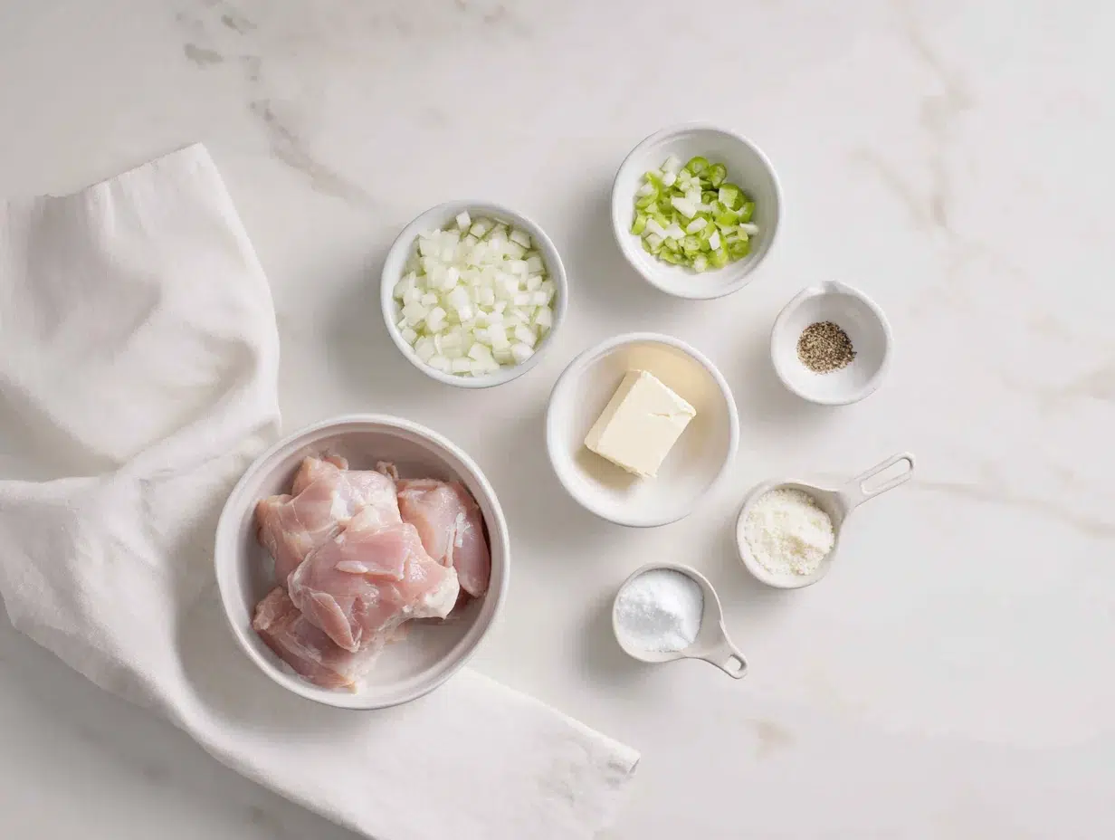 All ingredients measured and laid out on a cutting board