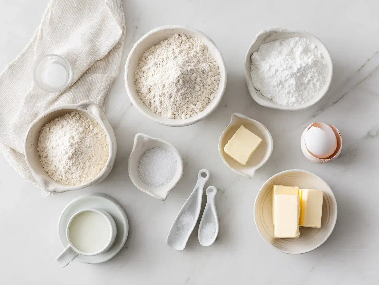 All ingredients measured and laid out on a cutting board