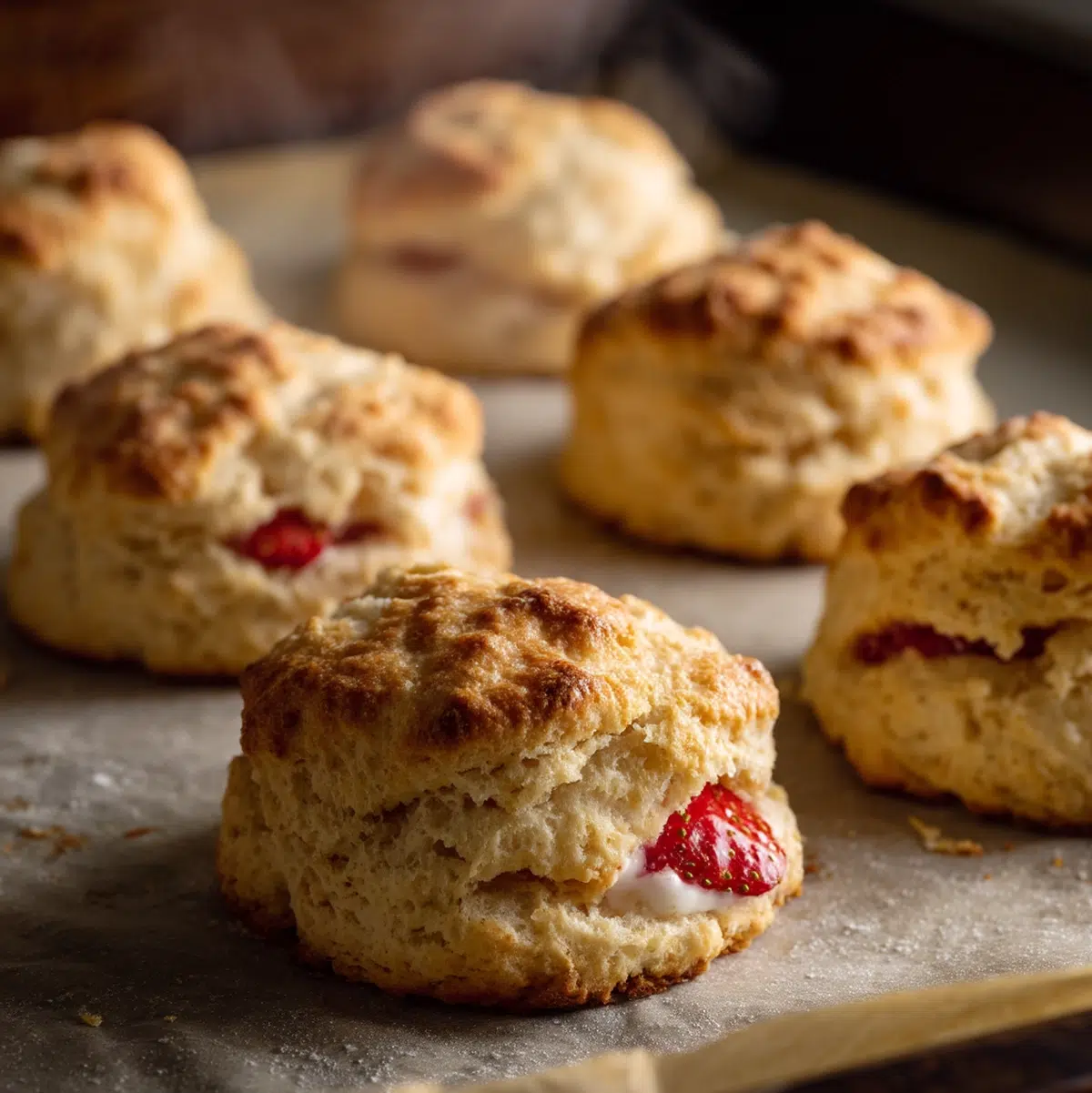 strawberry shortcake recipe cooking in a pan with steam rising on stovetop