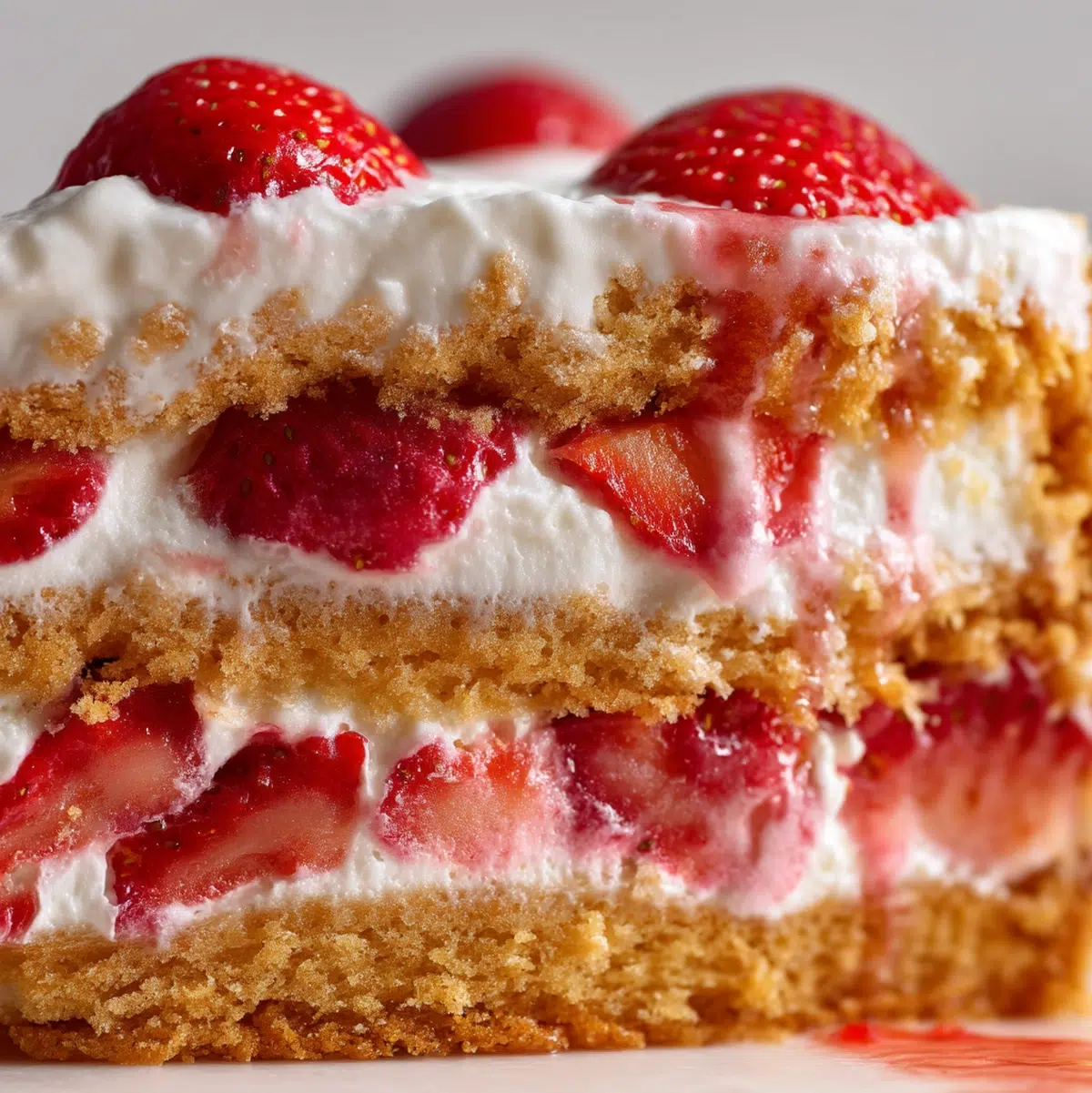 close up macro shot of strawberry shortcake recipe showing texture and seasoning