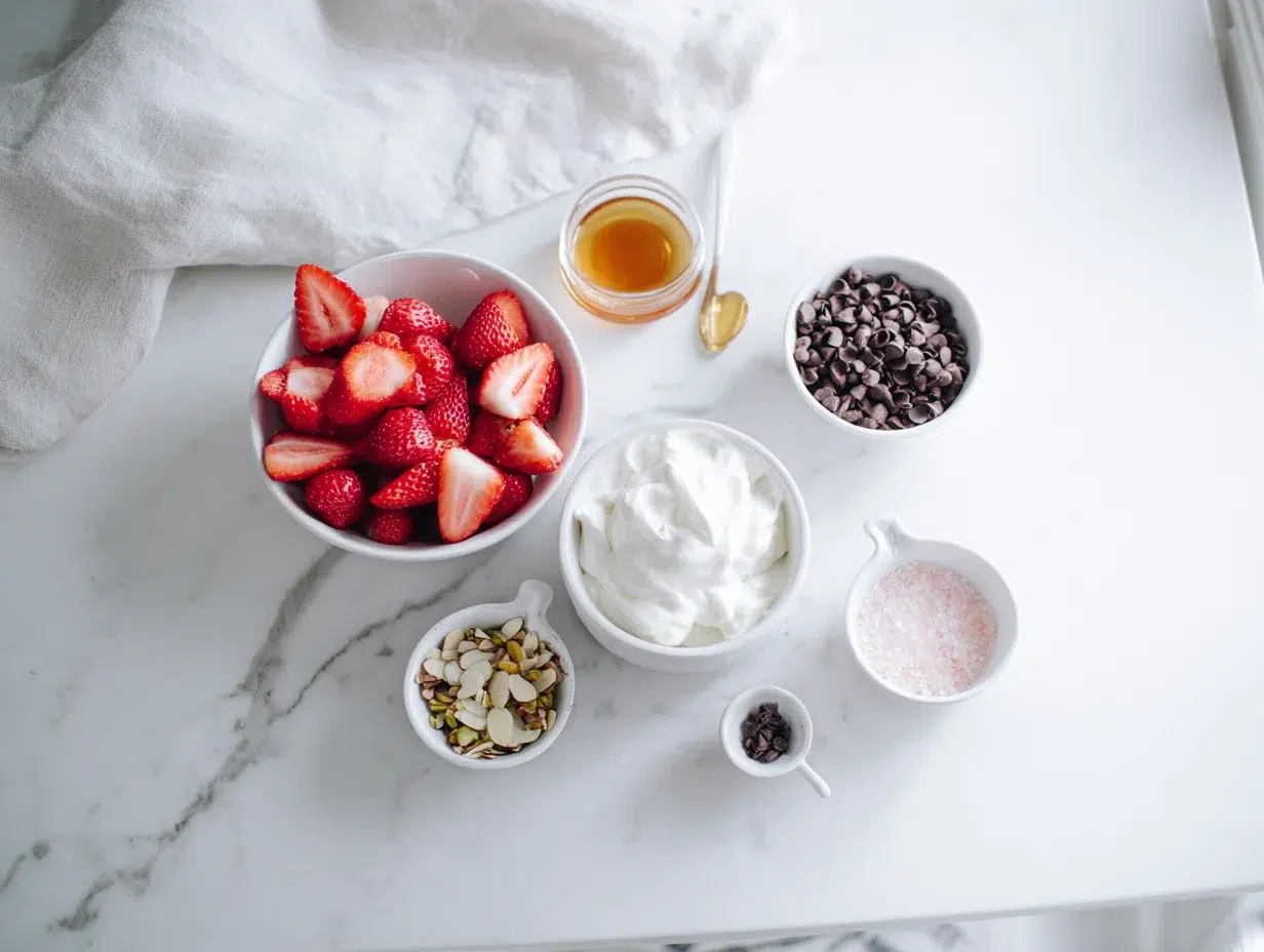 All ingredients measured and laid out on a cutting board