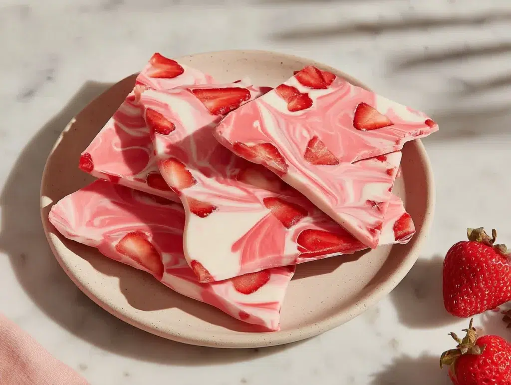 strawberry-yogurt-bark-serving-plate