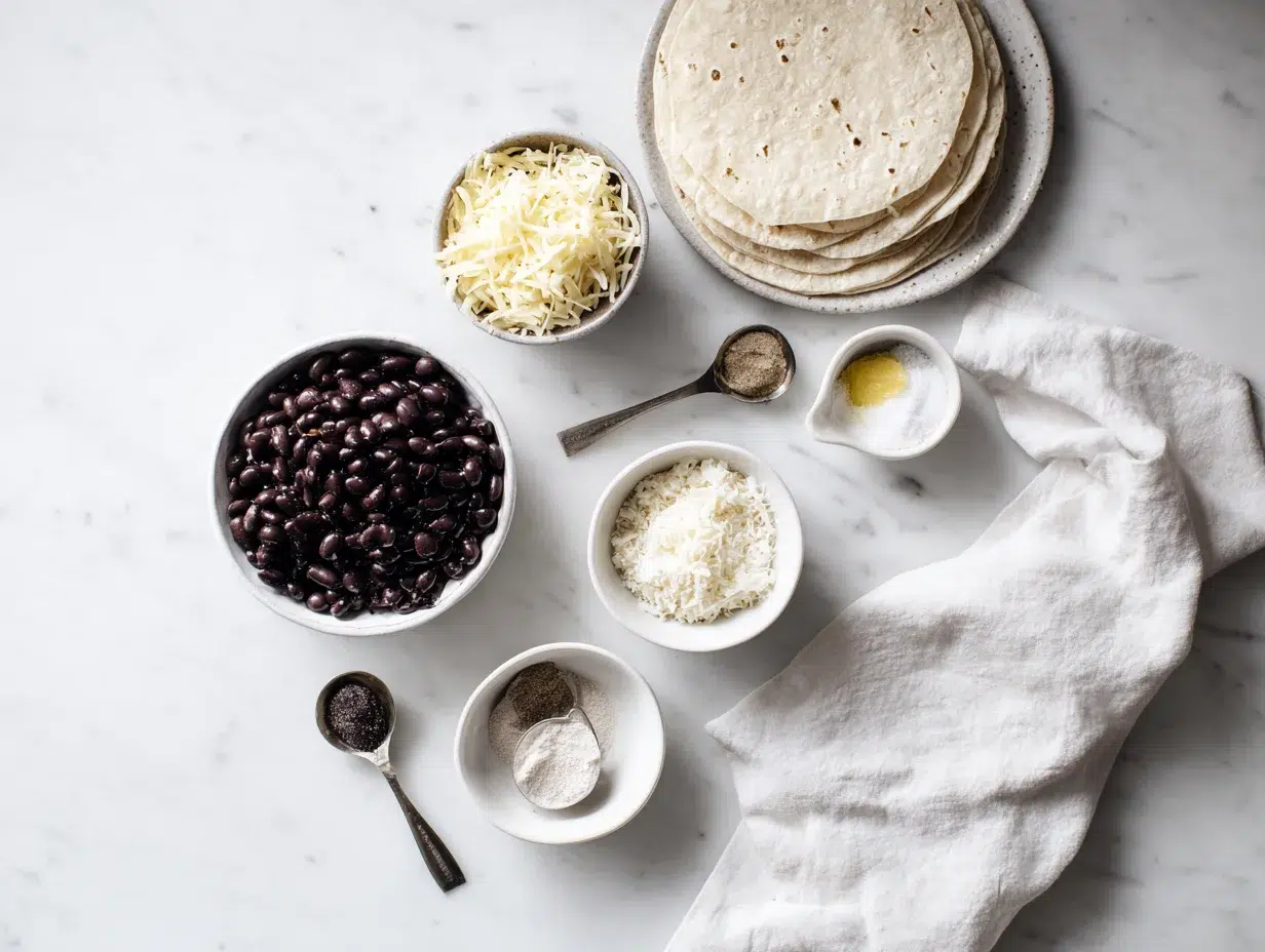 Easy Budget Quesadilla Recipe (20 Minutes, Under 5 Dollars) 3 All ingredients measured and laid out on a cutting board