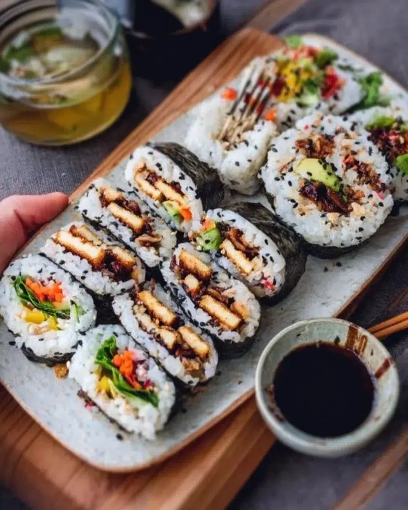 Tofu Katsu Sushi Sandwiches and Rolls: Onigirazu and Maki (Vegan)