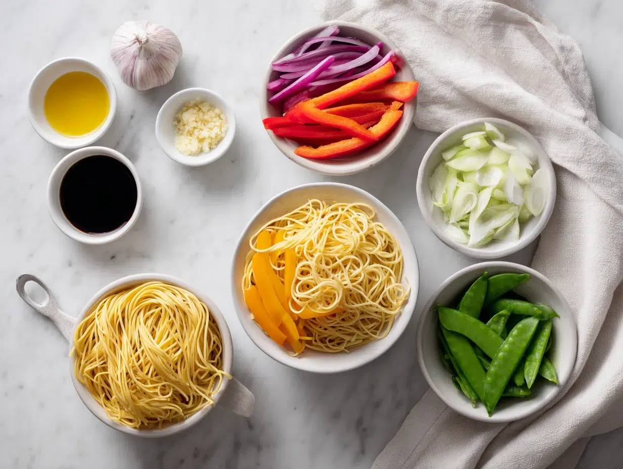 All ingredients measured and laid out on a cutting board
