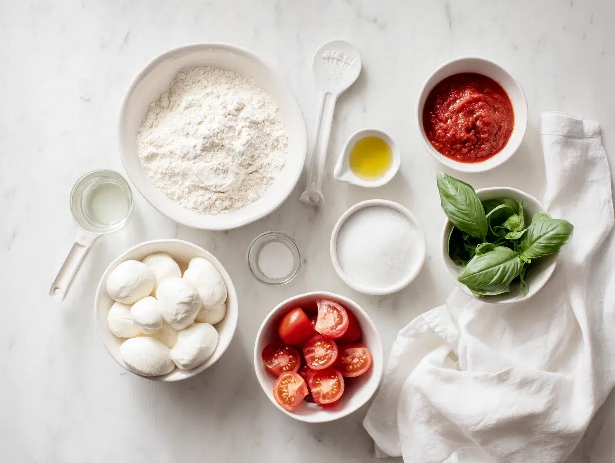 All ingredients measured and laid out on a cutting board
