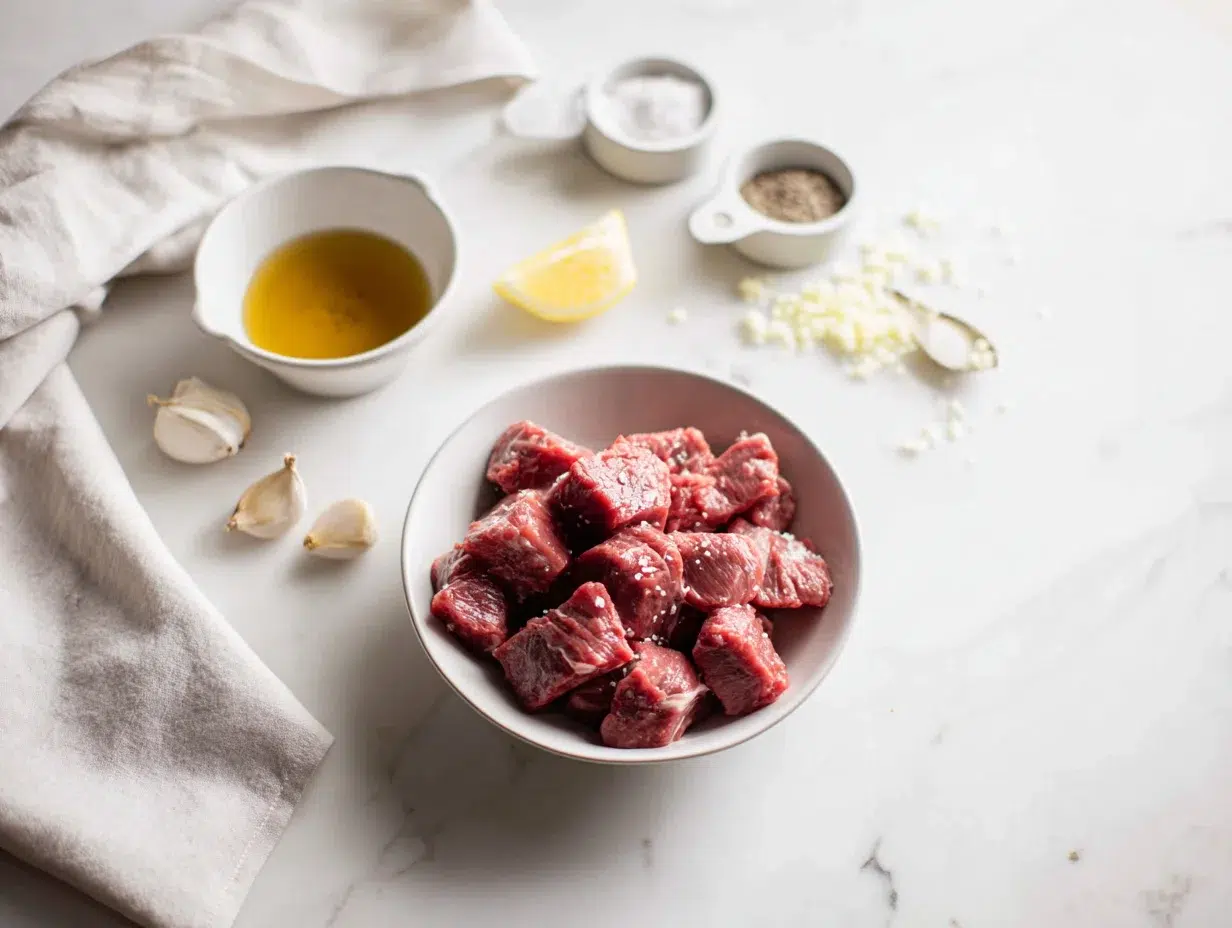 All ingredients measured and laid out on a cutting board
