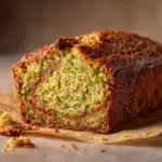 zucchini bread recipe hero shot 45 degree angle on bright table