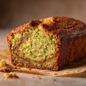 zucchini bread recipe hero shot 45 degree angle on bright table