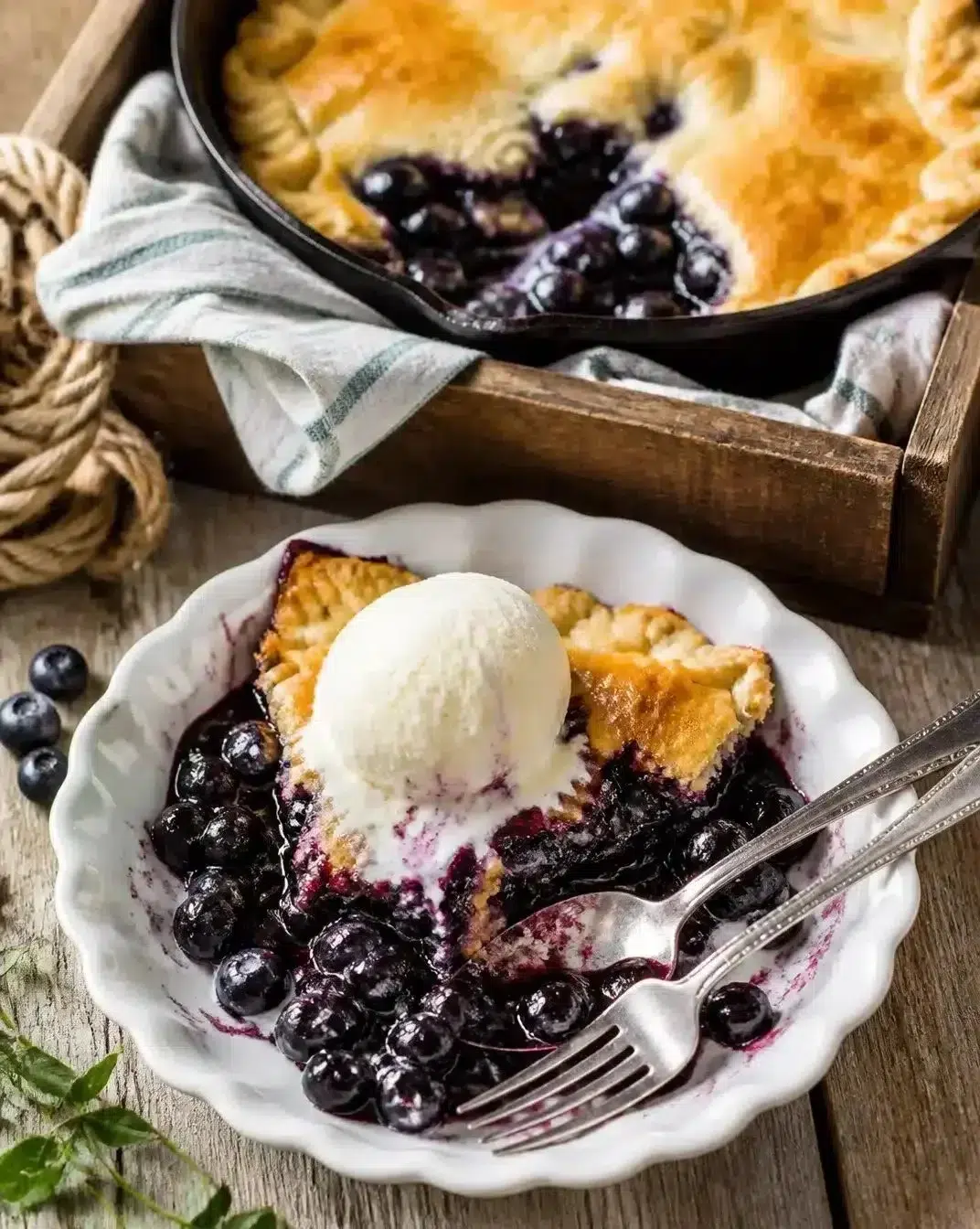 Blueberry Skillet Pie 1 Delicious homemade blueberry skillet pie fresh out of the oven