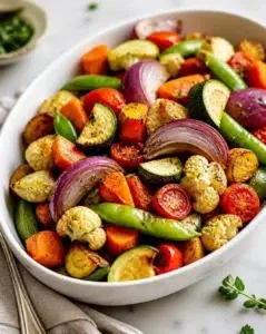 Colorful charred vegetable medley with grilled peppers, zucchini, and eggplant.