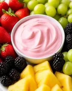 Easy fruit dip recipe served with fresh fruit for dipping