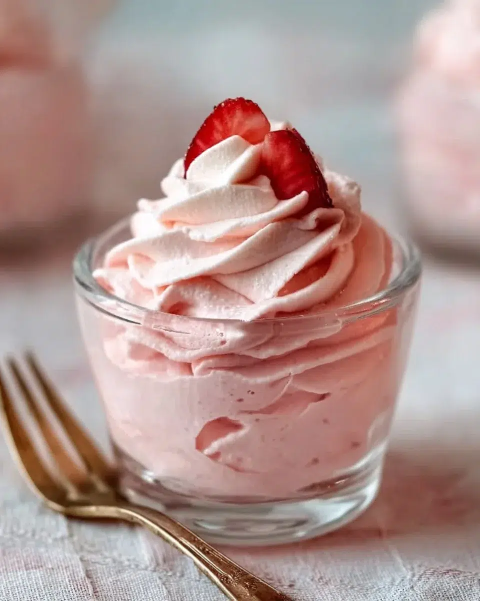 Effortless Whipped Strawberry Mousse: Better Than Ever 1 Delicious whipped strawberry mousse topped with fresh strawberries