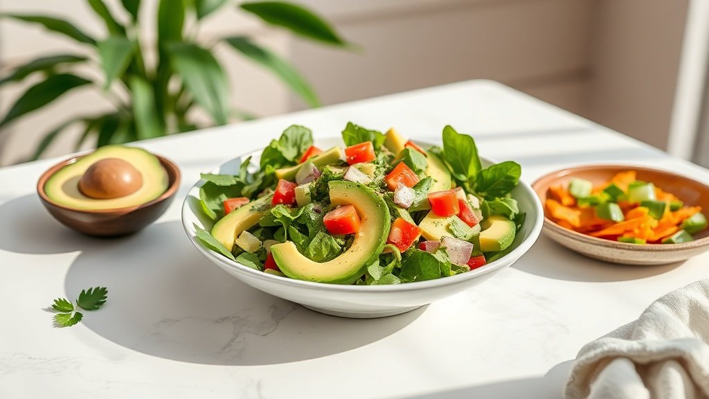 avocado salad served with complementary sides