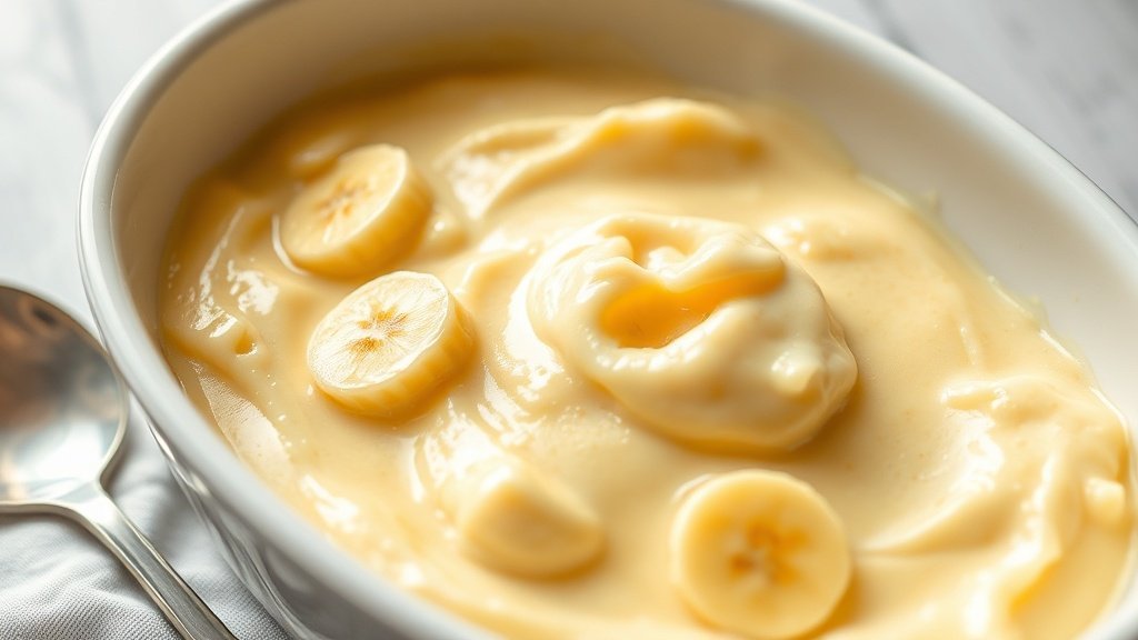 Close-up of banana pudding ready to serve