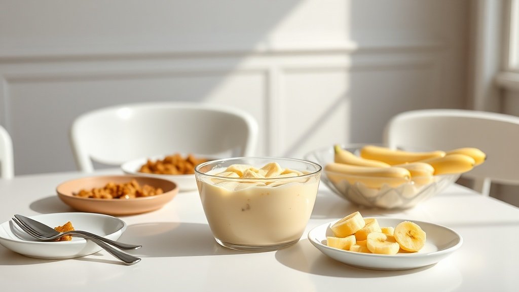 banana pudding served with complementary sides