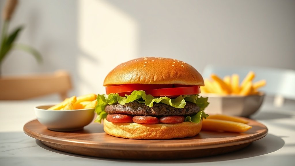big mac served with complementary sides