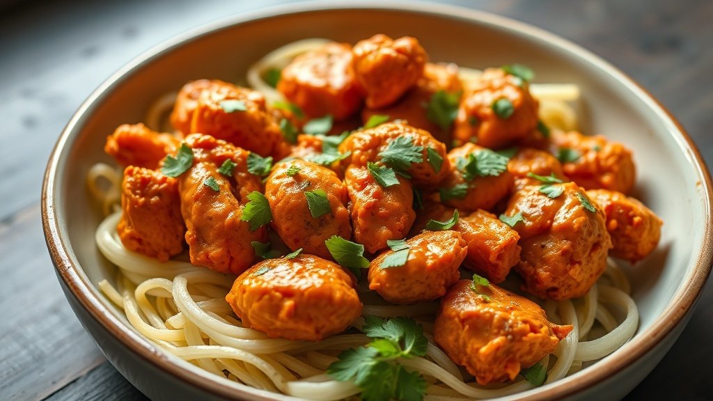 Close-up of Buffalo chicken bowls ready to serve