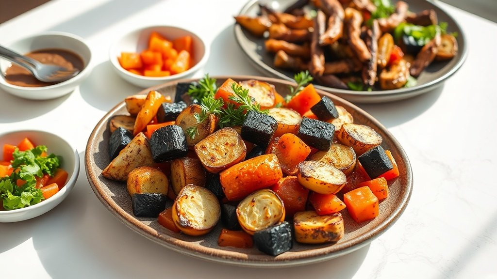 charred vegetable medley served with complementary sides