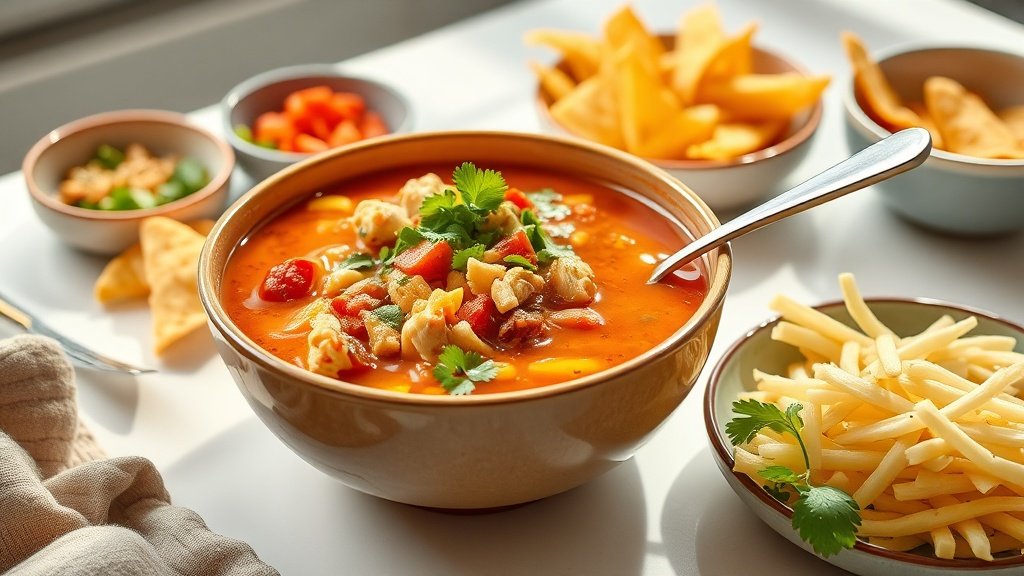 Amazing Chicken Taco Soup: 1 Easy Recipe 4 amazing chicken taco soup served with complementary sides