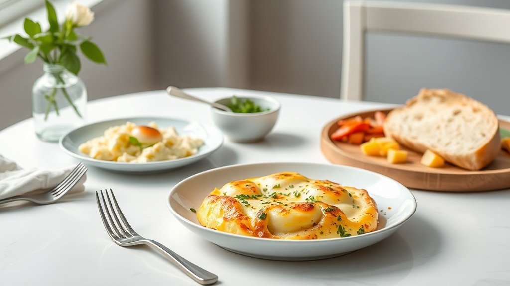 cottage cheese egg bake served with complementary sides