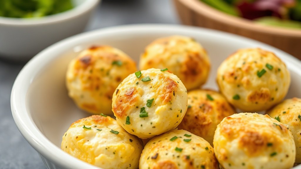Close-up of cottage cheese egg bites ready to serve