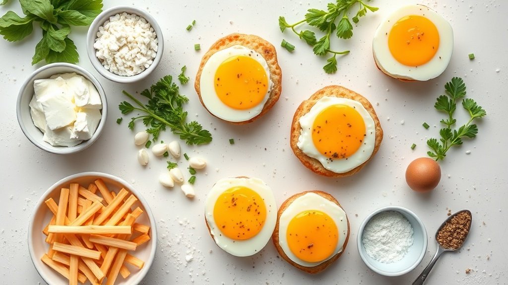 Ingredients for cottage cheese egg bites arranged before cooking