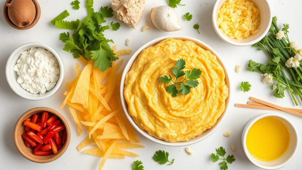 Ingredients for creamy street corn dip arranged before cooking